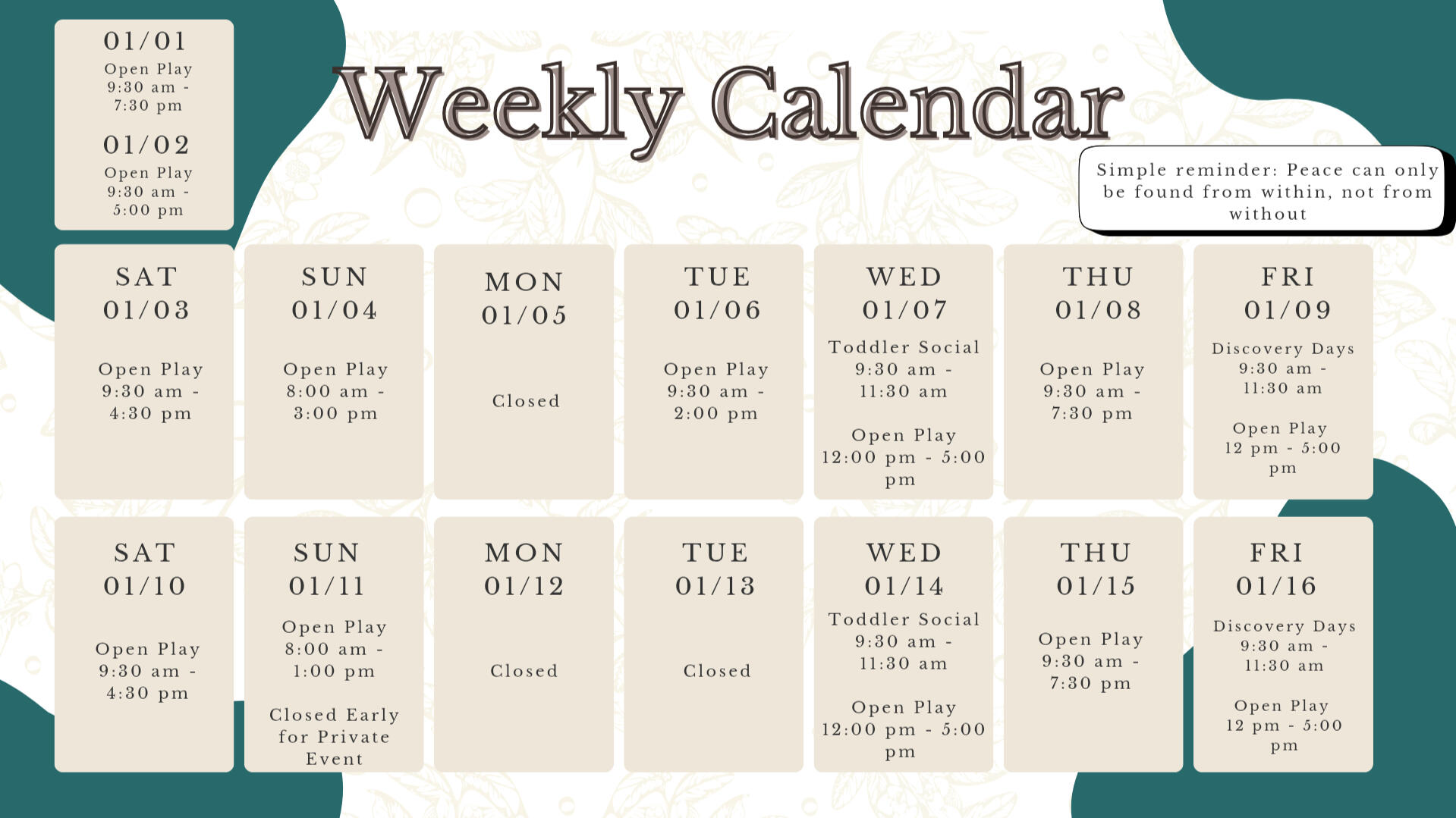 Weekly Schedule